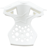 Alpinestars Supertech M10/M8 Helmet Chin Vent Frame, White, plastic replacement part featuring an embossed star logo, multiple circular ventilation holes, and angular design for motocross helmet chin bar ventilation.