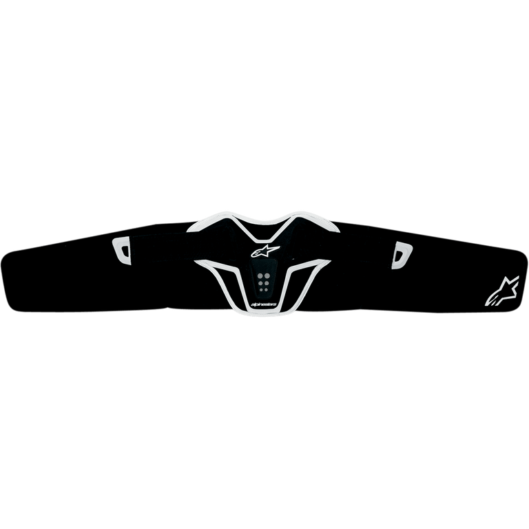 Alpinestars Saturn Kidney Belt, Motorcycle Kidney Belt, Black and White, ergonomic curved design with reinforced TPR panel, featuring ventilation indents and Alpinestars logo, lightweight off-road protection gear
