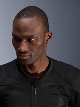 Alpinestars Troop-Air Jacket, technical mesh urban motorcycle jacket, Men's, Black, detailed on-model view.