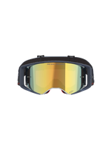 Alpinestars Supertech Vision Vista Goggles, Motocross Goggles, Black Mirror Gold, front view featuring a gold mirrored lens and dark frame, professional off-road racing eyewear with "ONE GOAL. ONE VISION." text and logo details.