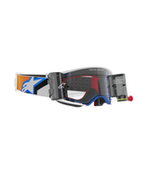 Alpinestars Supertech Corp Goggles Roll Off, Blue and Orange colorway, clear injection-molded lens with Wide Vision Roll-Off system, wavy silicone glide lines, adjustable elastic strap with bold Alpinestars logo, high-performance motocross eyewear