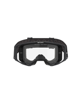 Alpinestars Vision 8 Corp Goggles, Motocross Goggles, Black frame with Clear lens, front view showing the wide-view design, integrated outriggers, and woven strap with Alpinestars branding, professional off-road racing eye protection