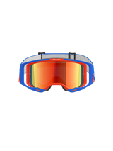 Alpinestars Vision 8 Wordmark Goggles, Motocross Goggles, Blue and Orange with Red Mirror Lens, featuring a wide field of view and high-performance A-FLEX frame for off-road racing.
