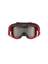 Alpinestars Vision 8 Luar Goggles, Motocross Goggles, Red and Black frame with Silver Mirror lens, high-performance design with wide field of view, prominent branding on the strap and frame, suitable for off-road and motocross racing