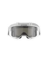 Alpinestars Vision 8 Corp Goggles, Motocross Goggles, White with Mirror Silver Lens, front view showing the wide-angle polycarbonate lens, RAM-AIR ventilation system, and white woven strap with branding.