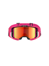 Alpinestars Vision 8 Corp Goggles, Motocross Goggles, Pink frame with Mirror Red lens, featuring wide pink strap with wavy silicone pattern, A-FLEX frame with outriggers, high-performance off-road eyewear