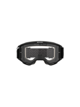 Alpinestars Vision 5 Corp Goggles, Motocross Goggles, Black Frame with Clear Lens, front view, featuring 'ONE GOAL. ONE VISION.' branding on top, wide viewport design for off-road racing.