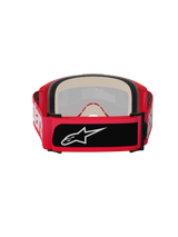 Alpinestars Vision 5 Blaze Goggles, Motocross Goggles, Red, rear view featuring thick multi-layer face foam and a wide adjustable strap with white Alpinestars lettering and a black logo patch