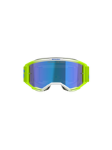 Alpinestars Vision 5 Blaze Goggles, Motocross Goggles, Fluo Yellow and Blue, featuring a Blue Mirror lens, white frame detailing, and a wide adjustable strap with Alpinestars branding, professional eye protection for off-road and motocross racing