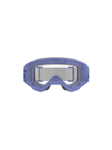 Alpinestars Vision 5 Wordmark Goggles, Purple and Clear, featuring a lightweight A-FLEX urethane frame, clear anti-fog polycarbonate lens with 'ONE GOAL. ONE VISION.' branding, 17mm multi-layer face foam, and purple woven strap with bold wordmark logo, professional motocross eye protection