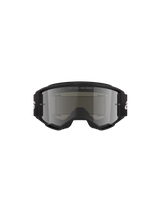 Alpinestars Vision 3 Wordmark Goggles, Motocross Goggles, Black Mirror Silver, featuring a sleek black frame and silver mirrored lens, black woven strap with white branding, designed for off-road racing and eye protection