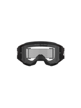 Alpinestars Vision 3 Wordmark Goggles, Motocross Goggles, Black and Clear, front view featuring clear anti-fog lens, A-FLEX frame, black strap with white Alpinestars logo, and 'ONE GOAL. ONE VISION.' slogan detail.