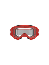 Alpinestars Vision 3 Wordmark Goggles, Motocross Goggles, Red frame and clear lens, red woven strap with white branding, 'ONE GOAL. ONE VISION.' text on the lens, front-facing studio shot on black background