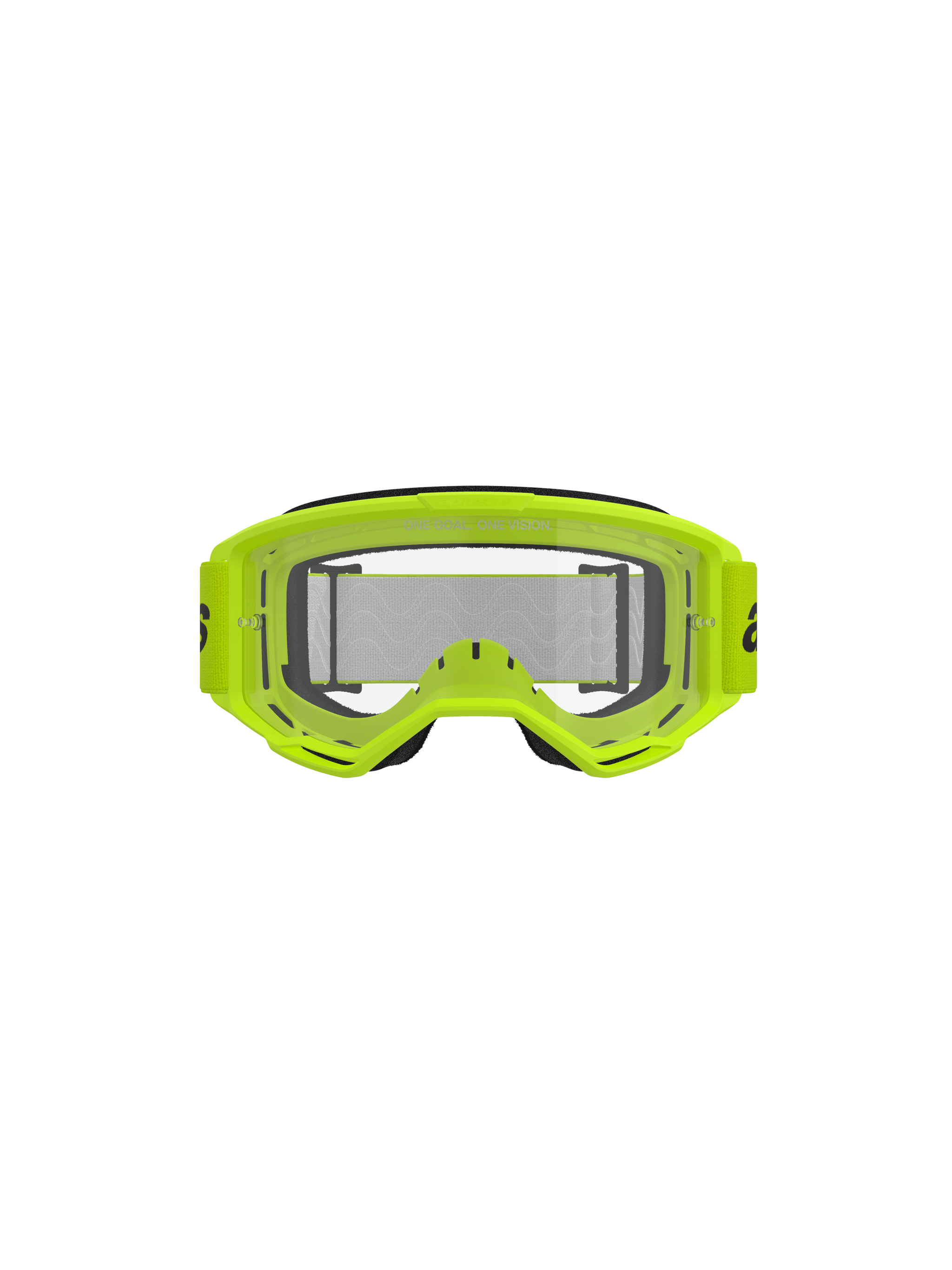 Alpinestars Vision 3 Wordmark Goggles, Motocross Goggles, Yellow Fluo and Clear, bright neon yellow frame, clear anti-fog lens, wide woven strap, off-road racing gear