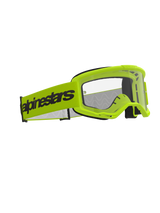 Alpinestars Vision 3 Wordmark Goggles, Motocross Goggles, Yellow Fluo with Clear Lens, wide fluo yellow strap featuring black Alpinestars wordmark, lightweight A-FLEX frame with RAM-AIR ventilation, high-performance eye protection for off-road racing