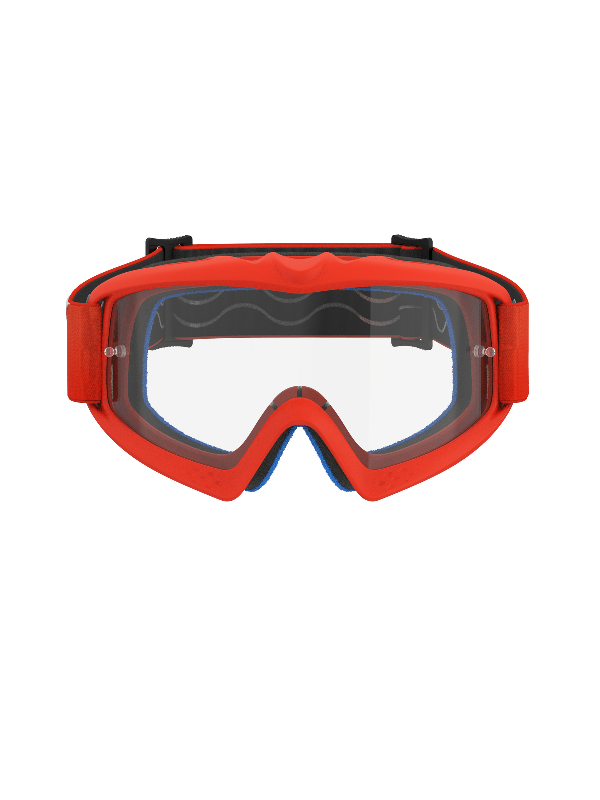 Alpinestars Vision Youth Corp Goggles, Motocross Goggles, Orange with Clear Lens, bright orange frame and matching strap, blue face foam visible inside, clear anti-fog lens with tear-off posts, designed for youth riders, high-performance off-road racing eyewear