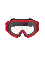 Alpinestars Vision Youth Blaze Goggles, Red and Clear, Youth Motocross Goggles featuring a flexible urethane frame, anti-fog polycarbonate lens with tear-off posts, front-facing view for off-road racing performance