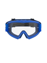 Alpinestars Vision Youth Blaze Goggles, Youth Motocross Goggles, Blue Frame with Clear Lens, features a flexible blue A-FLEX frame, anti-fog polycarbonate lens with tear-off posts, and a matching blue woven strap, designed for young riders and off-road racing
