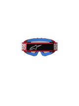Alpinestars Vision Youth Blaze Goggles, Motocross Goggles, Red and Silver, Rear view showing red strap with white branding and black central patch with white Astars logo, blue inner foam padding