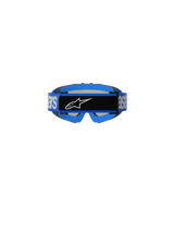 Alpinestars Vision Youth Blaze Goggles, Motocross Goggles, Blue, rear view showing blue woven strap with white Alpinestars branding and black center logo plate, blue foam padding, designed for youth off-road racing