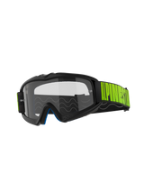 Alpinestars Vision Youth Hollow Goggles, Motocross Goggles, Charcoal frame with Clear anti-fog lens, Black strap with bold Fluo Yellow branding, blue inner foam, designed for young riders in off-road racing