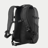 Alpinestars AMP3 Backpack, Technical Motorcycle Backpack, Black, rear view showing 3-D mesh back panel, adjustable padded shoulder straps with magnetic chest closure and waist straps, side compression buckles, durable poly-fabric design