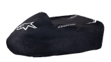 Alpinestars Kart Cover, Black, featuring white Alpinestars star logo and wordmark, protective go-kart cover, durable weather-resistant fabric with white stripe accents, structured design for paddock protection