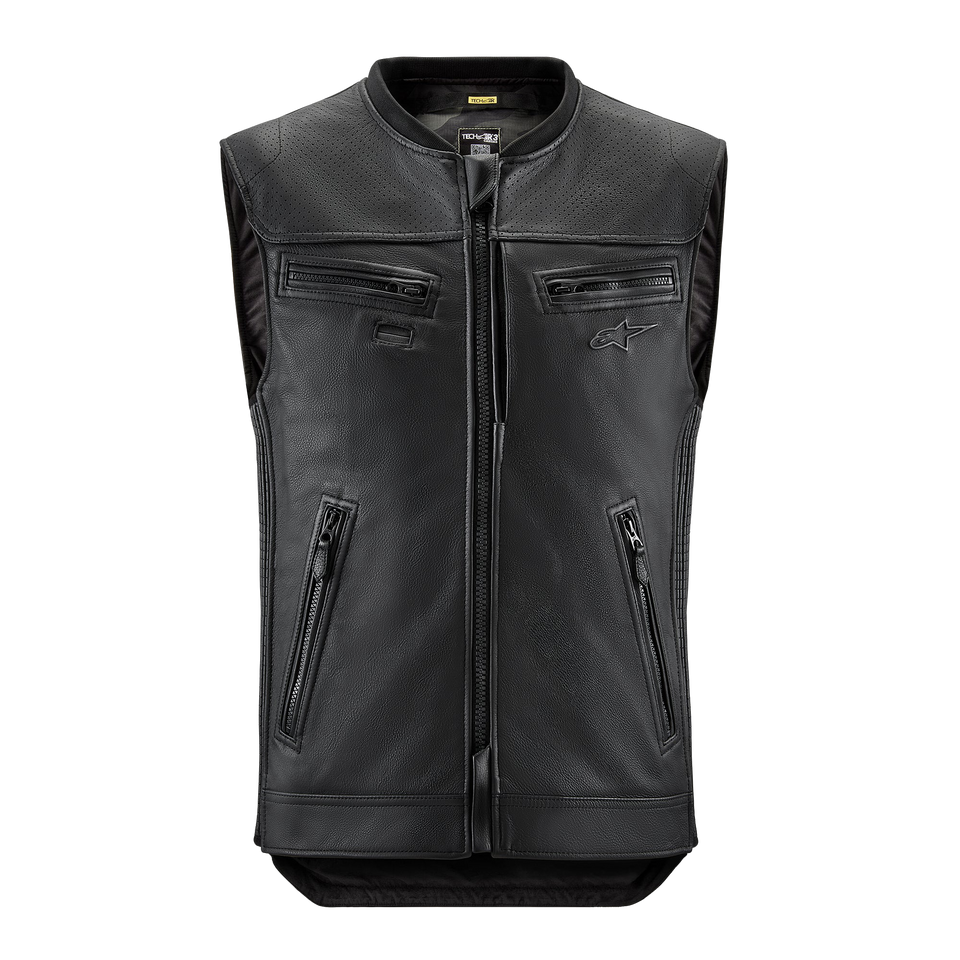 Alpinestars Tech-Air 3 Leather System, Motorcycle Airbag Vest, Black, Premium Leather with autonomous AI protection.