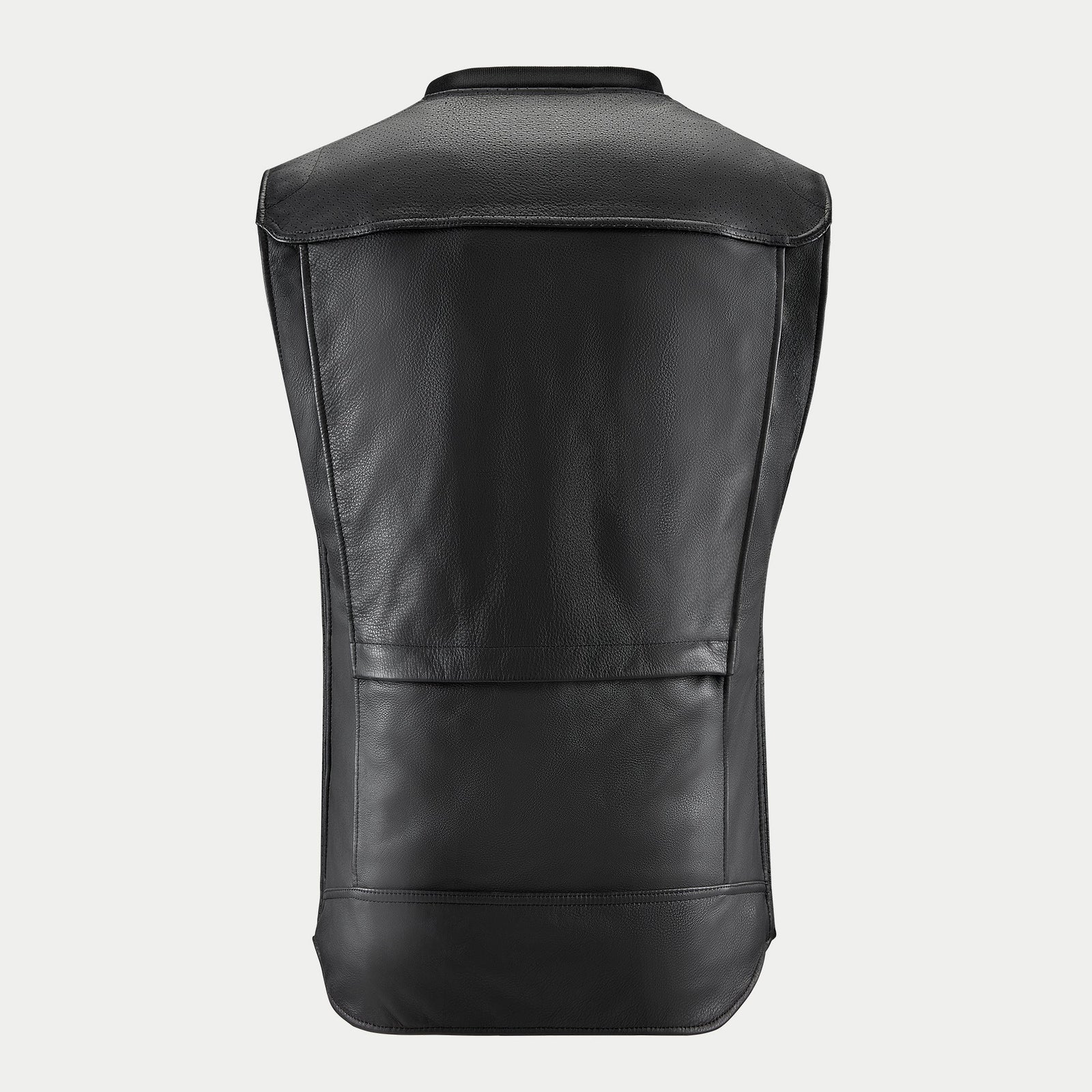 Alpinestars Tech-Air 3 Leather System, motorcycle airbag vest for men, black leather, back view for road riding.