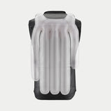 Alpinestars Tech-Air 3 Leather System, black motorcycle airbag vest back view showing white internal bladder for protection.