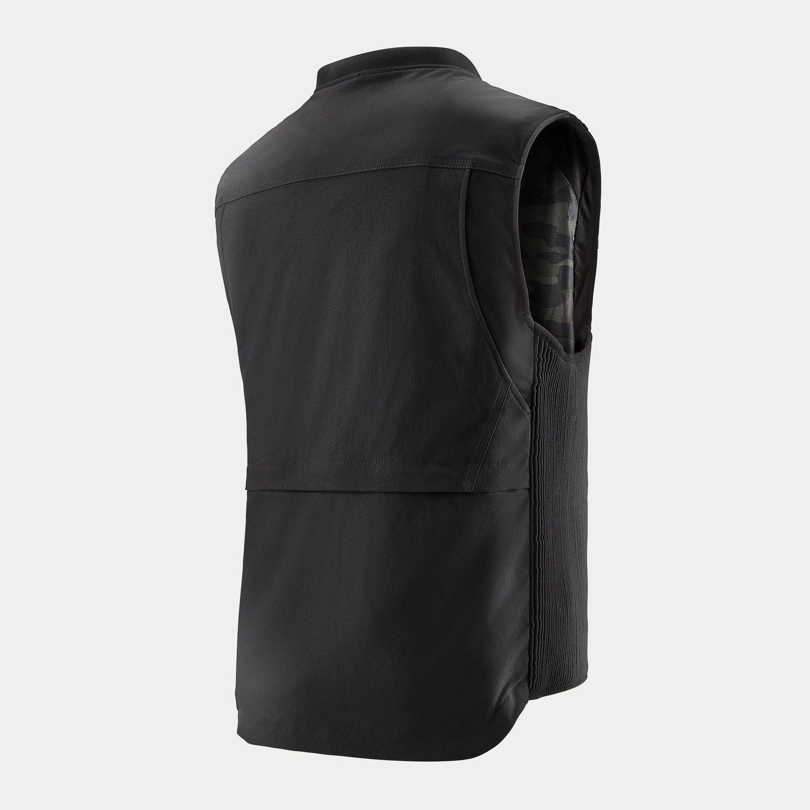 Alpinestars Tech-Air 3 Canvas System, black men's motorcycle airbag vest with stretch nylon, rear view.