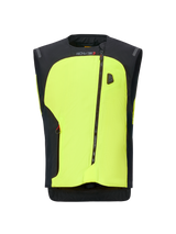Alpinestars Tech-Air 3 V2 System, Motorcycle Airbag Vest, Neon Yellow and Black, featuring a diagonal zipper design, autonomous electronic protection system, and sleek modern construction for road use
