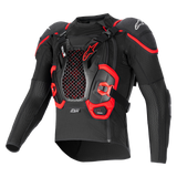 Tech-Air® Off-Road System, black and red motorcycle airbag jacket with honeycomb chest protector and breathable mesh.