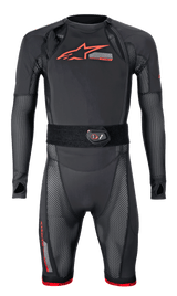 Alpinestars Tech-Air 10 Airbag System, Black and Bright Red motorcycle racing protection base layer with LED display.