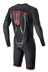 Alpinestars Tech-Air 10 Race Airbag System, black and red motorcycle racing base layer with honeycomb back protector.