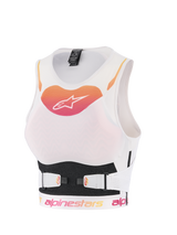 Alpinestars Stella Plasma Chest Protector, Women's Motocross Protective Vest, White with Orange and Pink Gradient Logo, Breathable Mesh Construction with Adjustable V-Belt Straps, Ergonomic Off-Road Body Armor