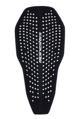 Alpinestars Nucleon Plasma Full Back Protector Insert, Motorcycle Back Protector, Black, featuring a perforated wavy texture for ventilation, white vertical Alpinestars logo, slim and flexible contoured design