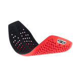 Alpinestars Nucleon Plasma Full Back Protector Insert, Red and Black, flexible motorcycle back protector shown curved to demonstrate pliability, featuring a ventilated honeycomb structure and wavy patterns for impact absorption and breathability