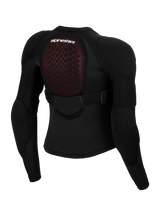 Alpinestars Bionic Plasma LT Youth Protection Jacket, Rear View, Black Mesh with Red Nucleon PLASMA Back Protector, Integrated Shoulder and Elbow Armor, Adjustable Mid-Back Strap, Protective Gear for Youth Motocross