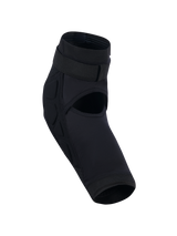 Alpinestars Bionic Plasma Youth Knee Protector, Black, youth motocross knee guard featuring an open-back design for ventilation, secure top strap, and side impact padding, anatomical sleeve construction for off-road riding.