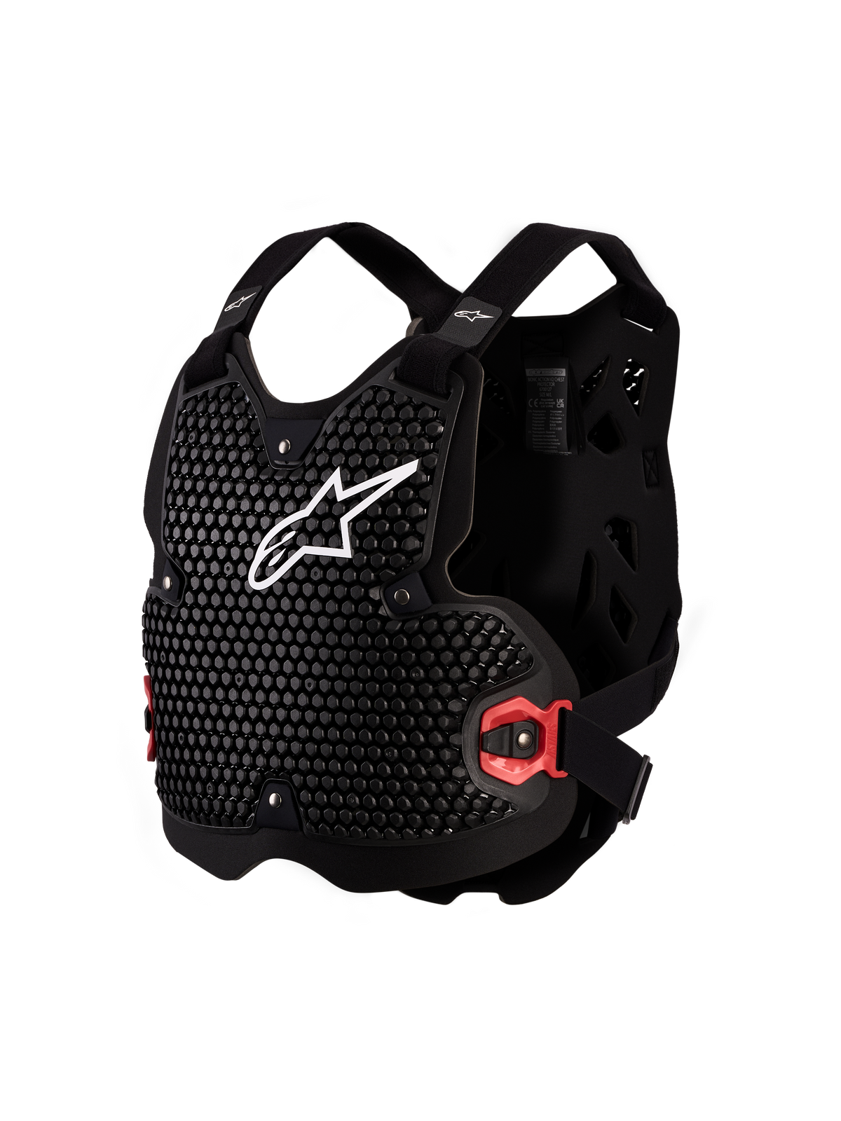 Alpinestars Bionic Action V2 Chest Protector, Black and White MX armor, CE Level 1 certified with A-Morph technology.