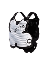 Alpinestars Bionic Action Chest Protector for Motocross, White and Black, featuring ventilated CE Level 1 A-Morph Technology.