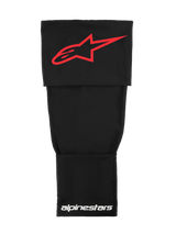 Alpinestars Rk-S Knee Brace Sleeve, Technical Motocross Base Layer, Black with Red Alpinestars Logo and White Branding, stretchable double-layer fabric for under-brace support