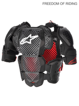 Alpinestars A-10 V2 Full Chest Protector, Motocross and Off-Road Body Armor for Men, Anthracite Black and Red, CE Level 2 Certified. Featuring Polyhedron Hybrid Technology for high ventilation, lightweight plastic shell with shoulder guards and ram air cooling channels.