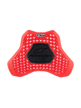 Alpinestars Nucleon Plasma Full Chest Protector Insert, Motorcycle Chest Protector, Red and Black, featuring a wavy ventilated pattern for airflow, central black semi-rigid zone with Alpinestars logo, ergonomic shield design for impact protection