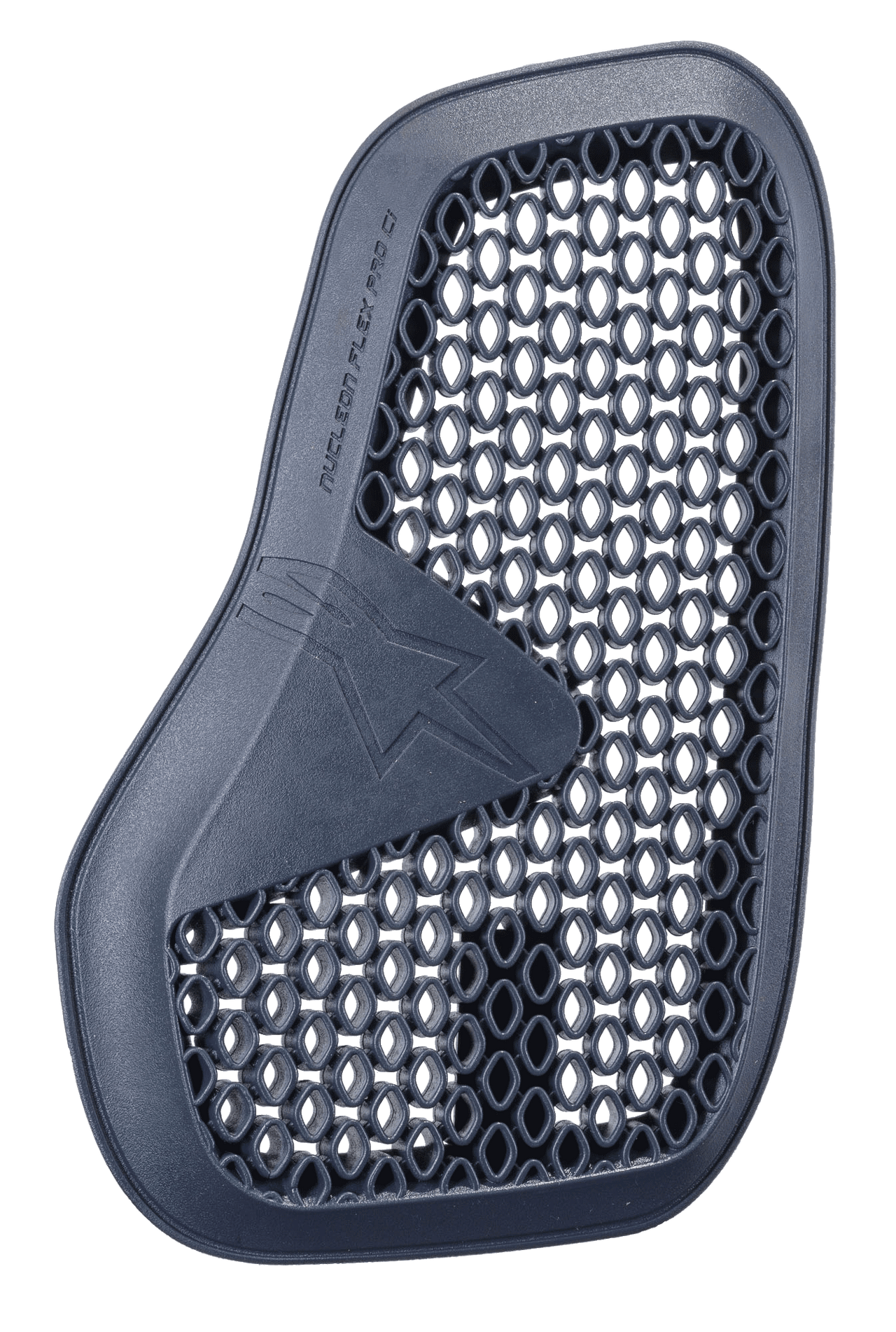 Alpinestars Nucleon Flex Pro Ci Protector, Motorcycle Chest Protector, Anthracite, dark gray protective pad with honeycomb mesh pattern, curved ergonomic design with embossed star logo, highly ventilated microstructure