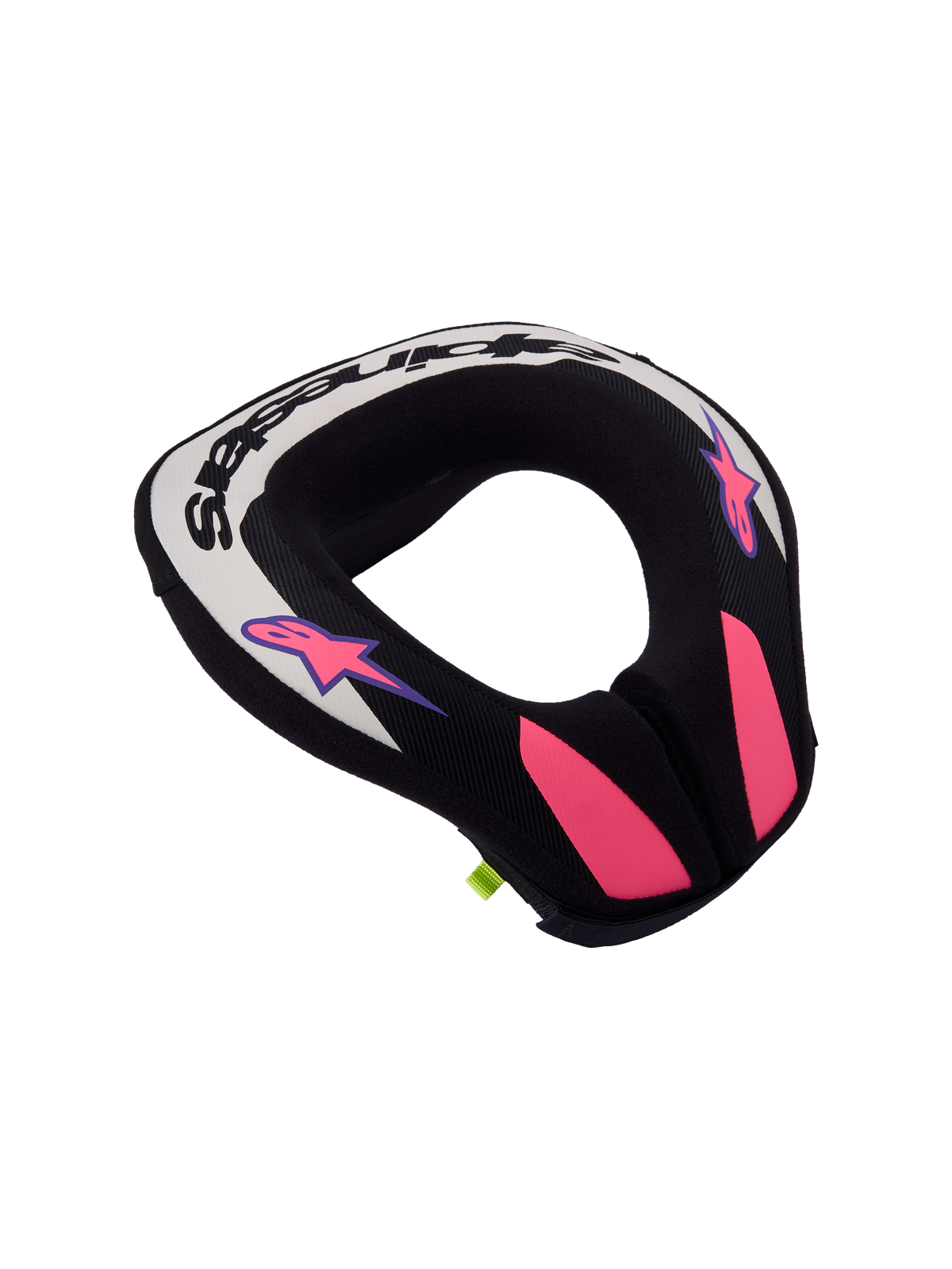 Alpinestars Youth Sequence Neck Roll, ergonomic motocross protection for young riders, black and gray with purple accents.