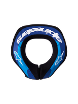 Alpinestars Youth Sequence Neck Roll, blue and white motocross neck protector with double-density core for junior riders.