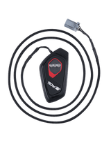 Alpinestars Tech-Air® 7X LED Display, black teardrop-shaped electronic control unit with red outline, three circular LED indicators, braided cable with gray connector, motorcycle airbag system display module
