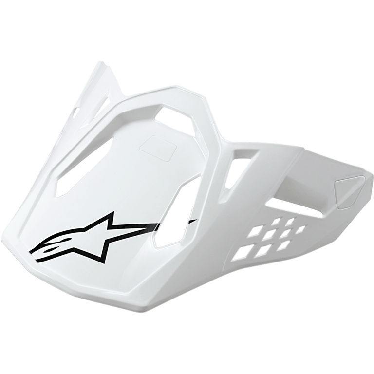 Alpinestars Supertech M10/M8 Visor, Motorcycle Helmet Visor, White Glossy with Black Star Logo, Angular Design with Ventilation Cut-outs, Aerodynamic Construction